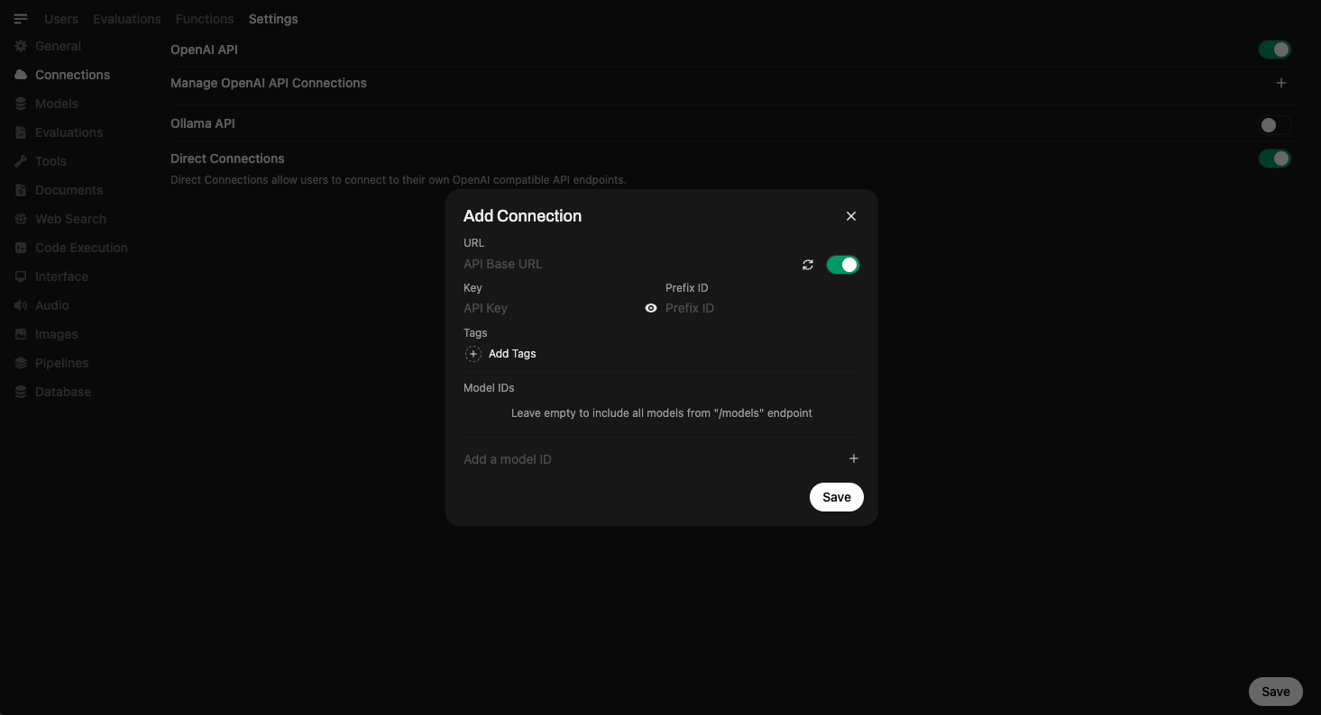OpenAI 连接界面