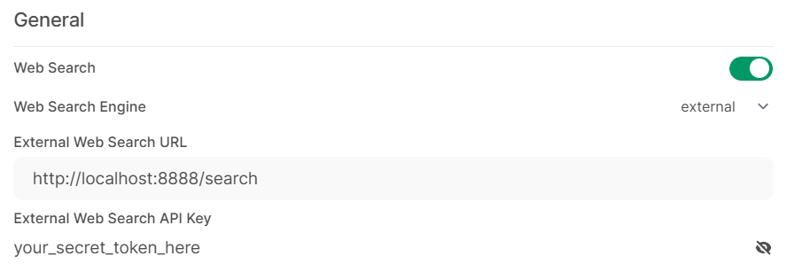 Open WebUI管理面板显示外部搜索配置